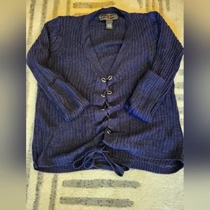 *3/$20* Dark blue tie up front knit sweater size S